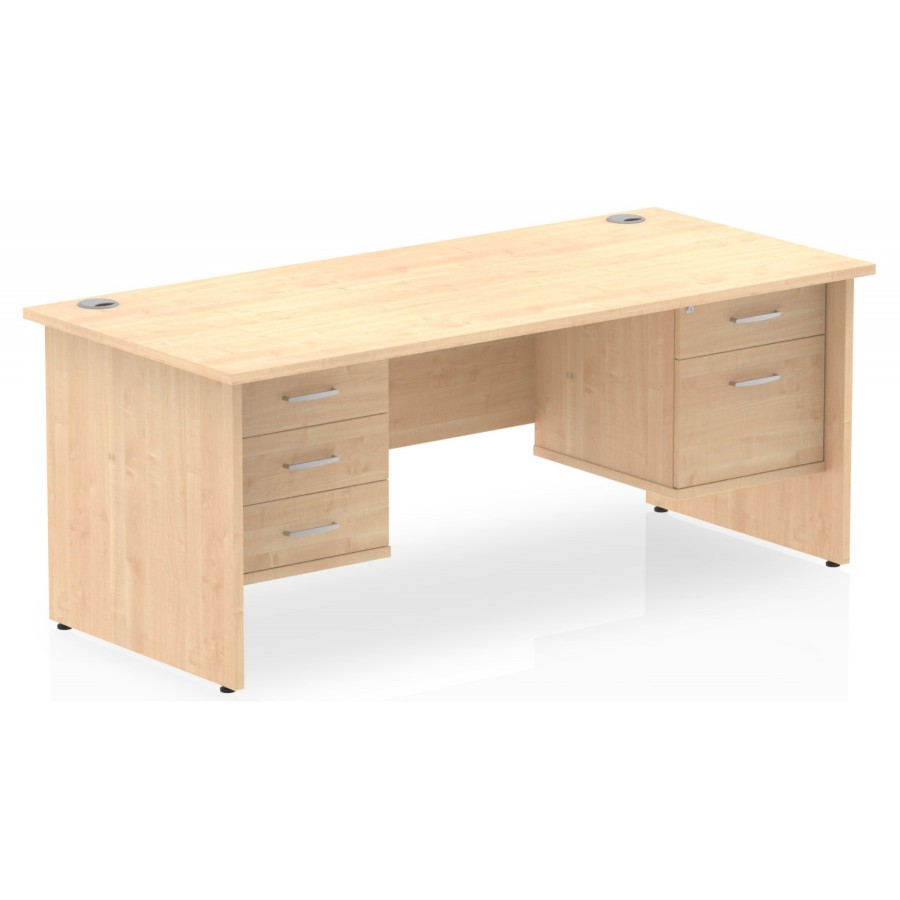 Rayleigh Panel End Straight Desk with 2 x Fixed Pedestal